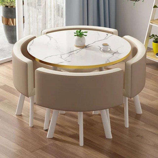 Poker Marble Dining Tables Set 4 Chairs Center Round Dinning Table Luxury Office Mesas De Jantar Apartment Furniture GPF26XP My Lux Decor Round