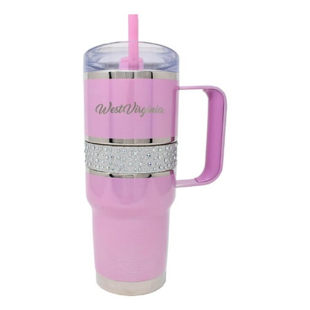 Pink West Virginia Mountaineers 32oz. MyBevi Rhinestone Hollywood Travel Mug
