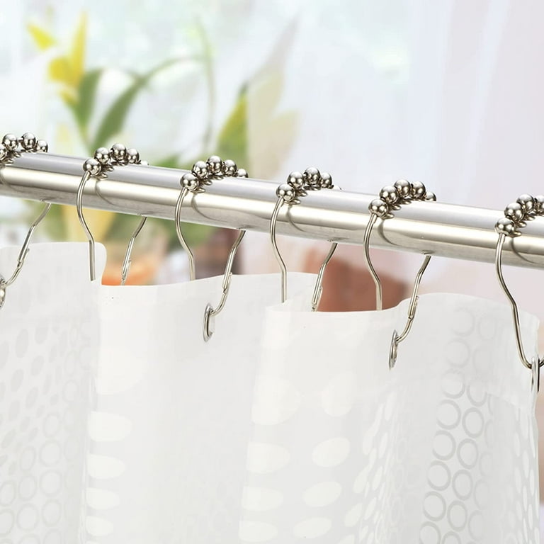 Decorative Stainless Steel Shower Curtain Hooks - Set of 12 