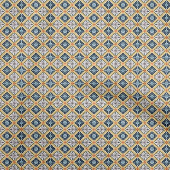 oneOone Silk Tabby Yellow Fabric Asian Kilim Fabric For Sewing Printed Craft Fabric By The Yard 42 Inch Wide