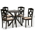 thumbnail image 6 of Baxton Studio Carlin Sand Fabric Upholstered and Dark Brown Finished Wood 5-Piece Dining Set, 6 of 7