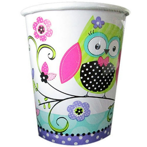 Bright Polka Dot Owl 9oz Paper Cups (8ct)