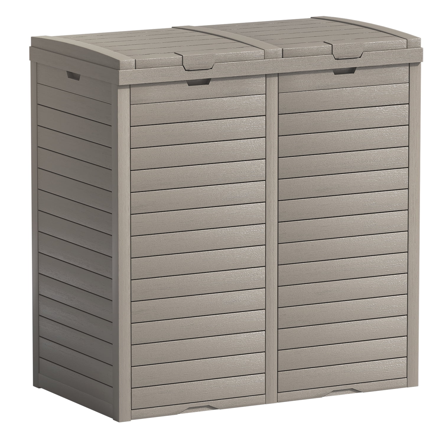 Devoko Outdoor Hideaway Resin Dual Trashcan 61 Gallon Patio Wastebin