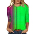 thumbnail image 2 of Ayolanni Color Block Blouses for Women Trendy Tunic 3/4 Sleeve Crew Neck Blouse Streetwear Plus Size Shirts Womens Tops Green M, 2 of 5
