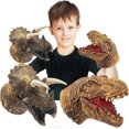 thumbnail image 1 of Dinosaur Hand Puppets Realistic Latex Soft Animal Head Toys Set, Hand Puppet Toys Gift for Kids (Tyrannosaurus & Triceratops), 1 of 4