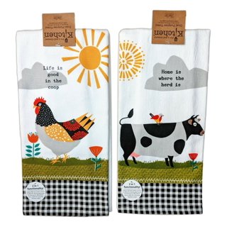 Cow Black Tea Towel - Dish Cloth 60x65cm