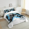 thumbnail image 3 of Erosebridal Ice Hockey Player Bedding Full Comforter Set,Sport Gaming Down Comforter,Blue Gray Black Graffiti Bedding Sets Full with Comforter,Microfiber Bedroom Decor Reversible，3 Pieces, 3 of 8