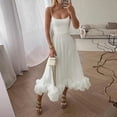 thumbnail image 5 of RGDYPKO For Women 2025 Women's Solid Color Fashion Strapless A Line Dress With Flower Detail Elegant Summer Charm Suitable For Various Activities, 5 of 6