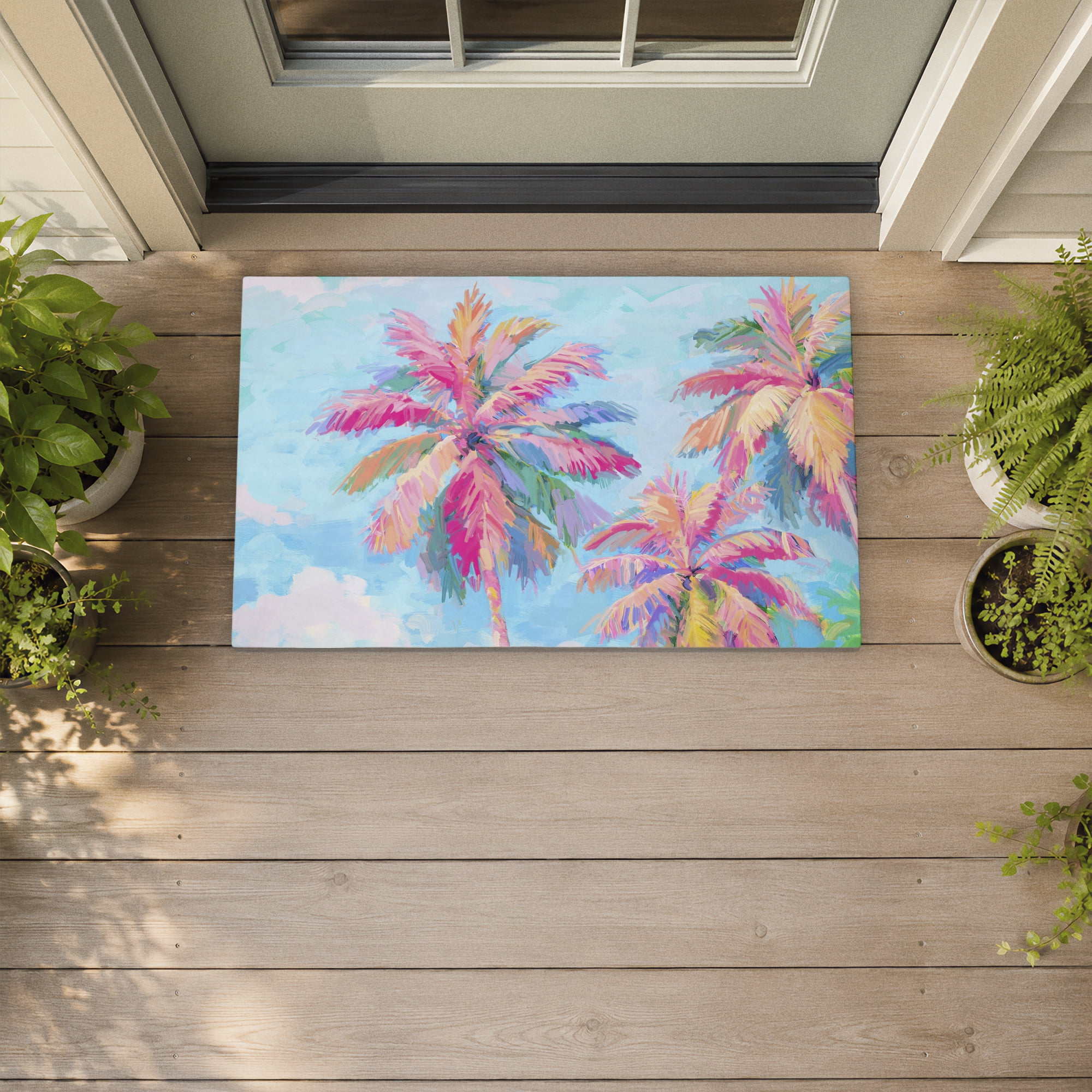 Stupell Industries Vibrant Tropics Palm Tree Printed Outdoor Door Floor Mat, design by Ziwei Li