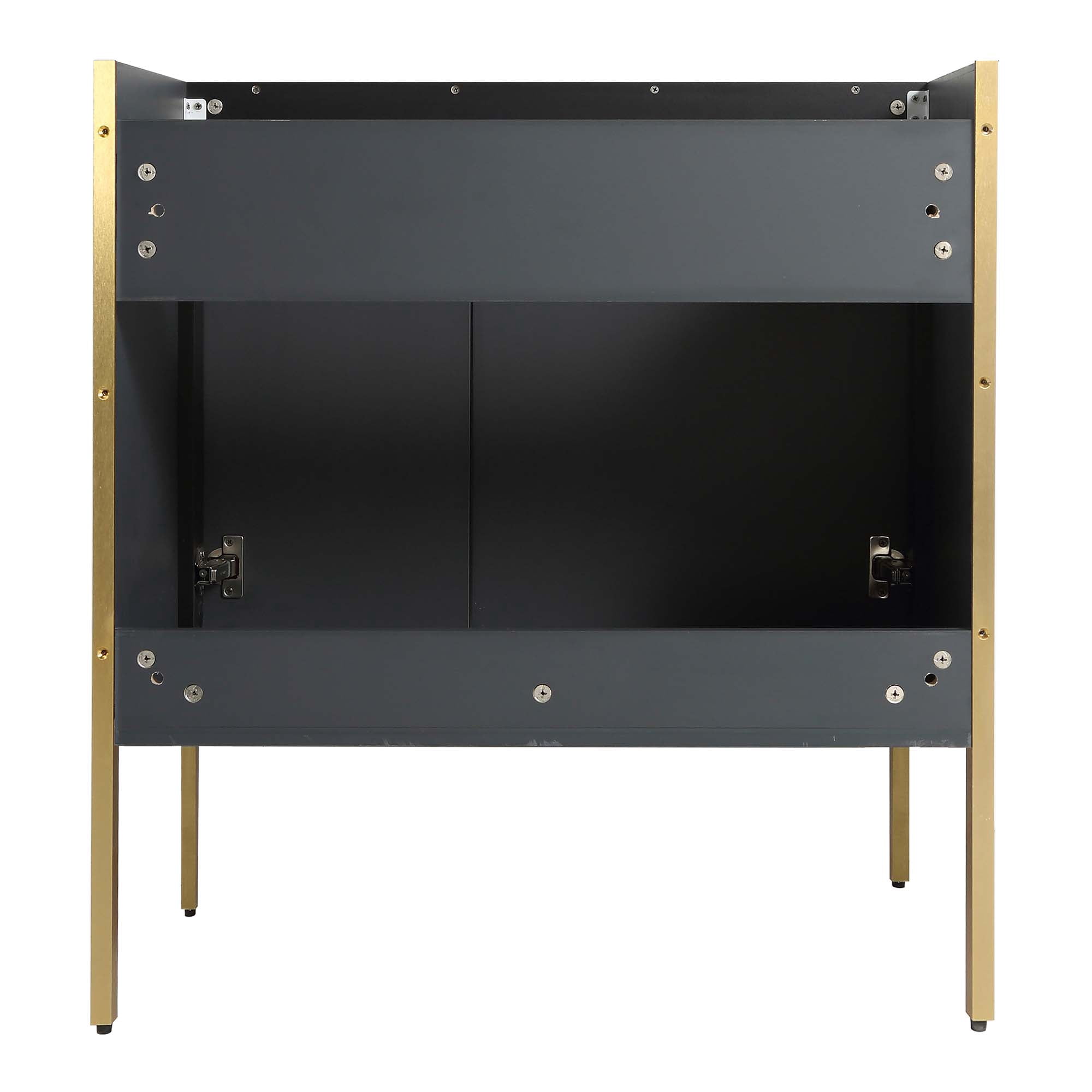 Fine Fixtures  Oakville Bathroom Vanity  with White Ceramic Sink Onix Grey - Satin Brass Hardware 30 Inch