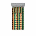 thumbnail image 2 of Geometric Circle Bedding Set with Sheet & Covers, Pop Art Style Vertical Striped Half-Pattern Ring Forms Retro Poster Print, Printed Bedroom Decor 2 Shams, 4 Sizes, Orange Teal, by Ambesonne, 2 of 3