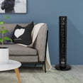 thumbnail image 5 of Simple Deluxe Ventilador de torre oscilante eléctrico de 32 pulgadas con control remoto y 3 velocidades, 3 modos, ventilador sin aspas de bajo ruido para interior, dormitorio y oficina en casa, negro, 5 of 5