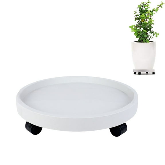 Plant Caddy 8 Inches, Heavy Duty Wheeled Planter Pallet, Plant Stand Pot Dolly, Deck Potted Plant Mover for Planter Flower Potted Display Indoor Outdoor, Load Capacity 110Lbs, White