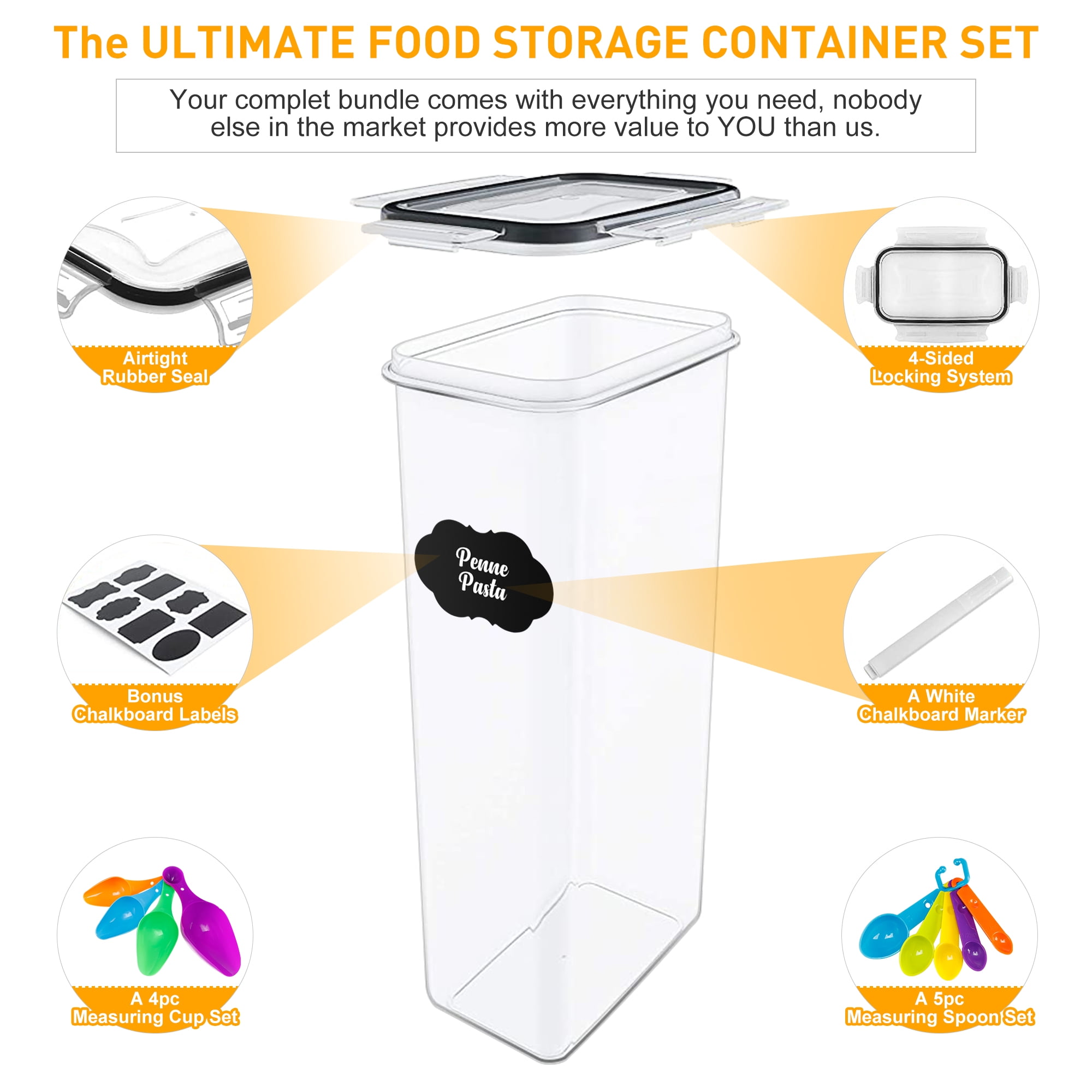 Decklen Airtight Food Storage Containers With Lids, 24 Pcs Plastic Kitchen  And Pantry Organization Canisters For Cereal, Dry Food, Flour And Sugar