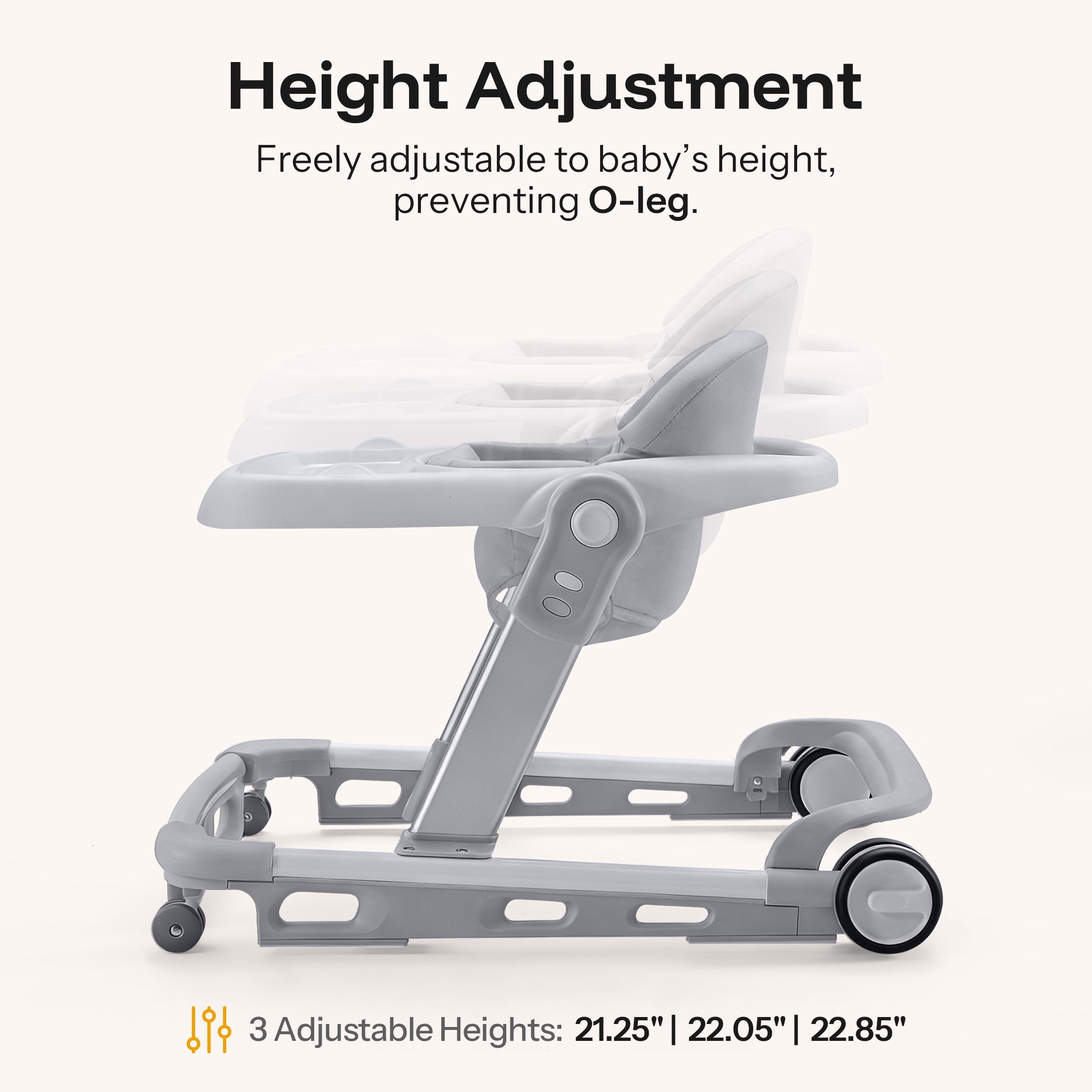 HARPPA Baby Walker for Babies 6-18 Months, Anti-Rollover, Seat and Height Adjustable, White