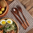 thumbnail image 3 of Juego de tres piezas de cuchara, tenedor y palillos de madera de estilo japonés con mango largo de madera maciza para adultos, cuchara, tenedor y bolsa de tela, vajilla, 3 of 5