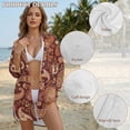 thumbnail image 4 of Renewold Swimsuit Coverup for Women Beach Cover Up Button Down Shirt Long Sleeve Soft Comfy Resort Wear for Vacation Seaside Beach Tops, Vintage Paisley Floral Print Brown, 3XL, 4 of 7