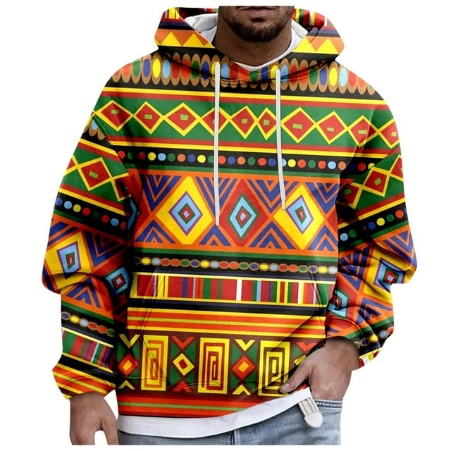 VBARHMQRT God Is Good Sweatshirt Men African Wind Long Sleeve Prints Warm Hoodie Pullover Tops Sweat