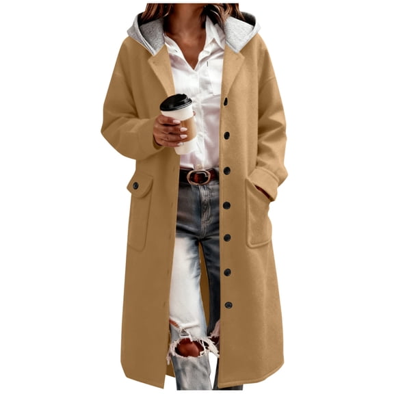 Fall Jackets For Women 2025 Sevevn Womens Single Breasted Hooded Pea Coat Winter Wool Blend Over Coats Long Jackets