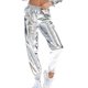 thumbnail image 1 of Pantalones de cintura alta para mujer, ropa informal de verano, pantalones metálicos, 1 of 1