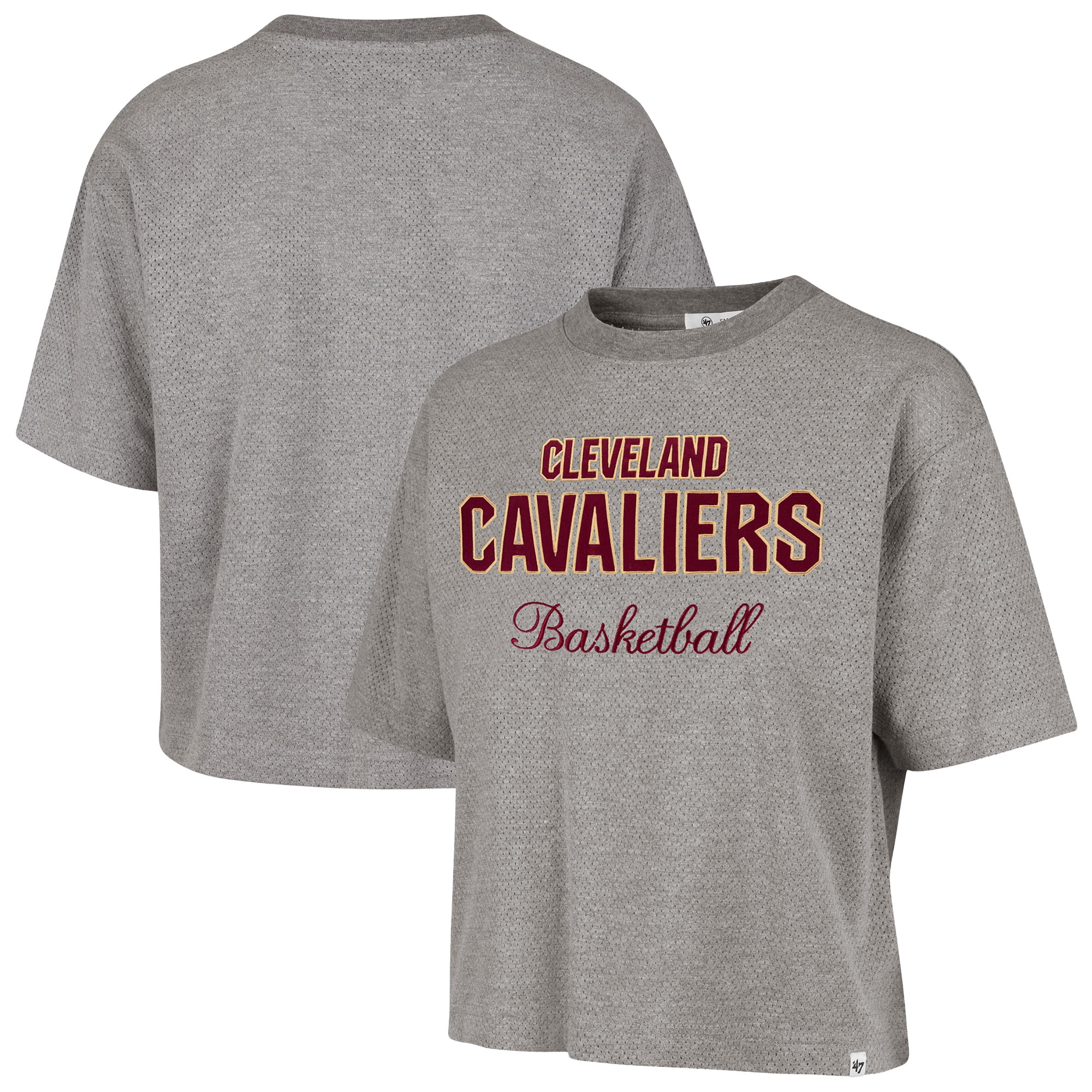 Women's '47 Gray Cleveland Cavaliers Pivot Drop Needle Cropped T-Shirt