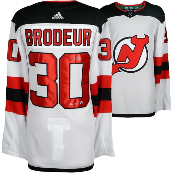 Martin Brodeur New Jersey Devils Autographed White Adidas Authentic Jersey with "HOF 2018" Inscription - Fanatics Authentic Certified