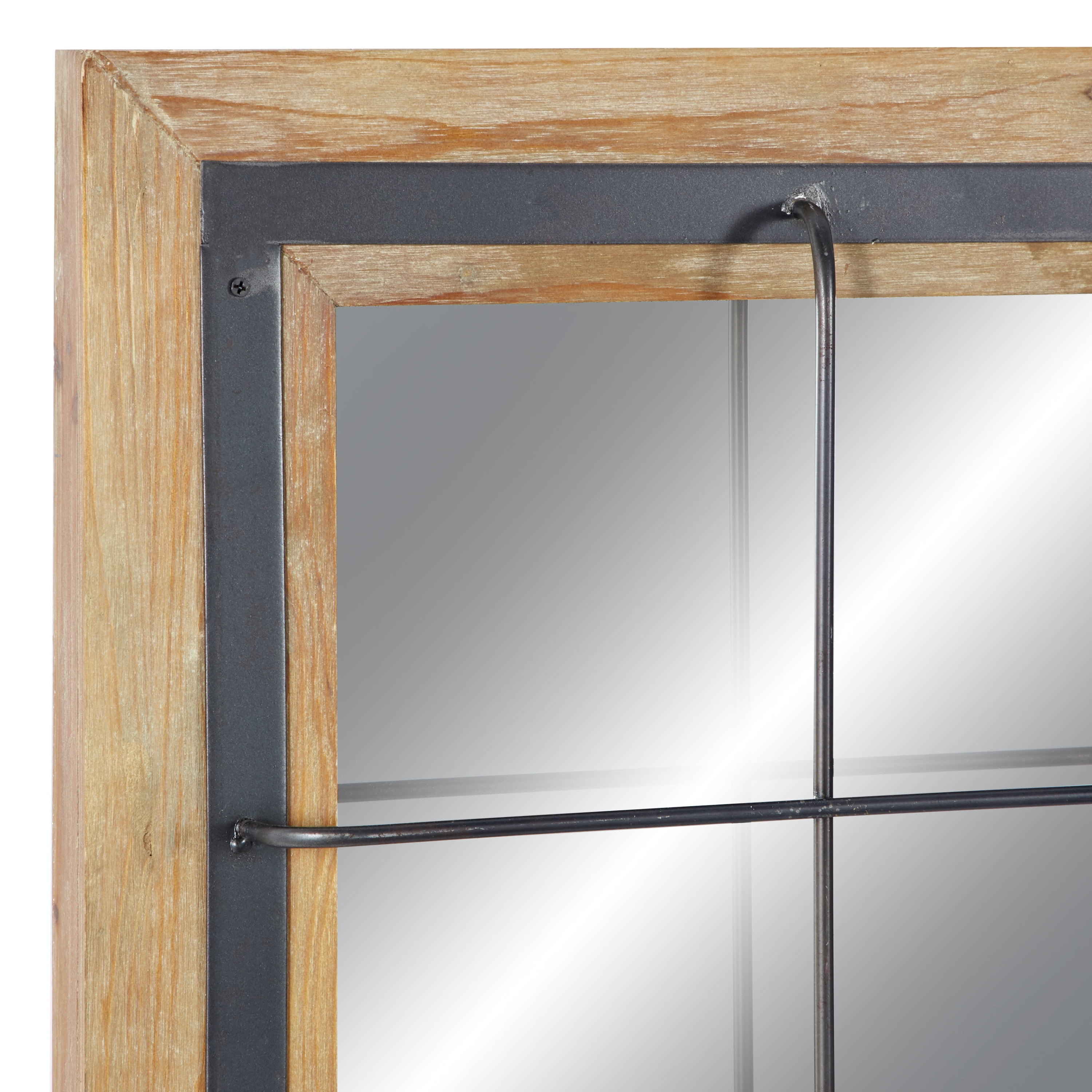 DecMode 32" x 32" Brown Wall Mirror with Grid Frame