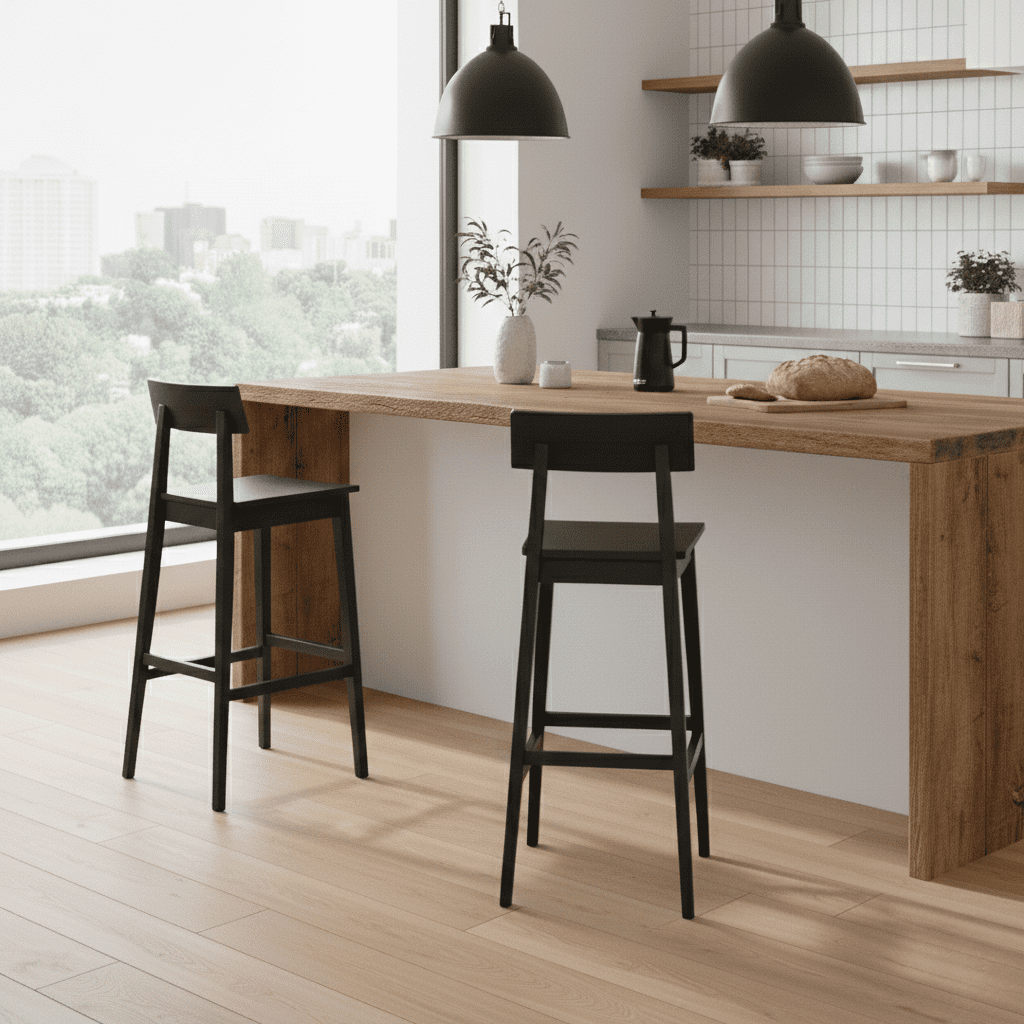 Mainstays 25-inch Wooden Barstool, 2-Piece Set, Black