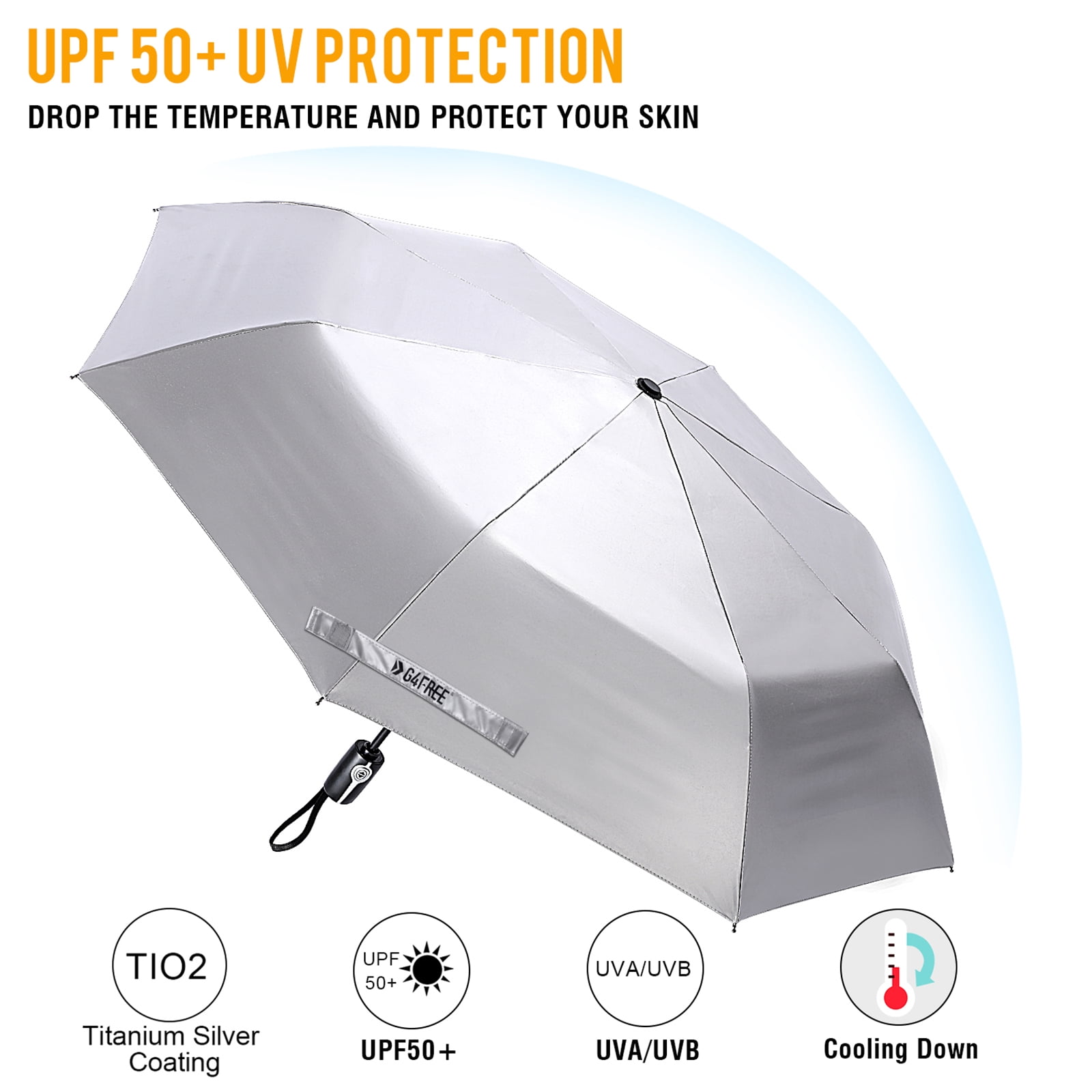 G4Free UPF 50+ UV Protection Large Travel Umbrella 42/46 Inch Auto Open Close Windproof Sun Blocking Umbrella