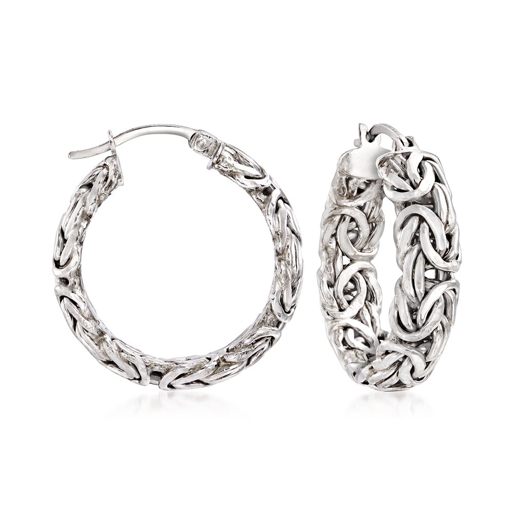 RossSimons RossSimons Sterling Silver Small Byzantine Hoop Earrings