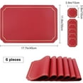 thumbnail image 6 of Durable Faux Leather Placemats with Gold Trim Dark Green Placemats and Coasters Set of 6 Large Rectangular Table Mats Heat Resistant and Easy to Clean, 6 of 6