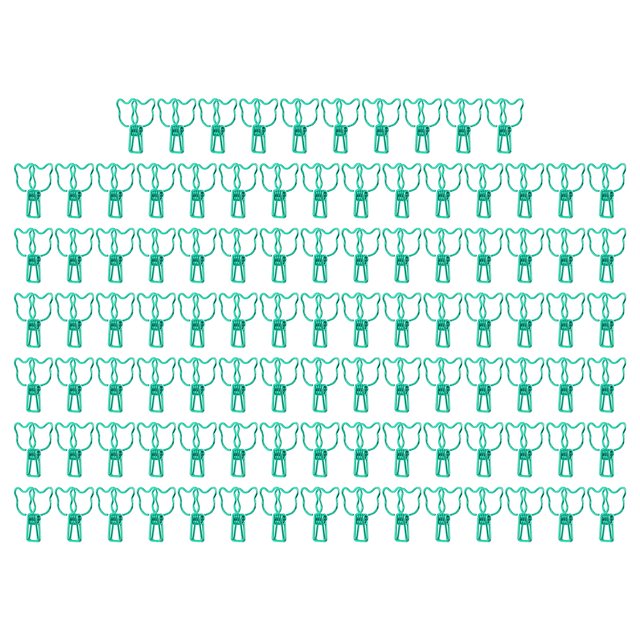 100 clips pequeños para carpetas, multiusos, innovadores, con forma de osito, fuerte fuerza de sujeción, abrazadera de papel para el hogar y la oficina, color verde