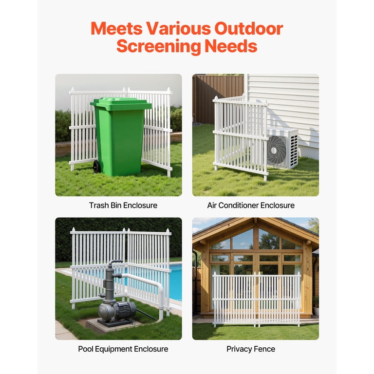 KFFKFF Vinyl Privacy Screen Fence, 2 Panels with Ground Stakes, White photo 6