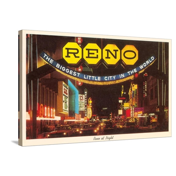 Art.com Neon at Night, Reno, Nevada Stretched Canvas Print Wall Art, 36" x 24"