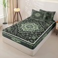 thumbnail image 2 of Homewish Retro Bohemian Zipper Queen Comforter Set with Fitted Sheet and 2 Pillowcases,Vintage Rose Flowers Zipper Bedding Set,Gray Green,Black Reversible,4pcs, 2 of 8