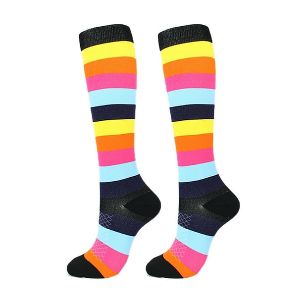 Fymall 1 Pair Women Men Multi-color Compression Socks High Stocking ...
