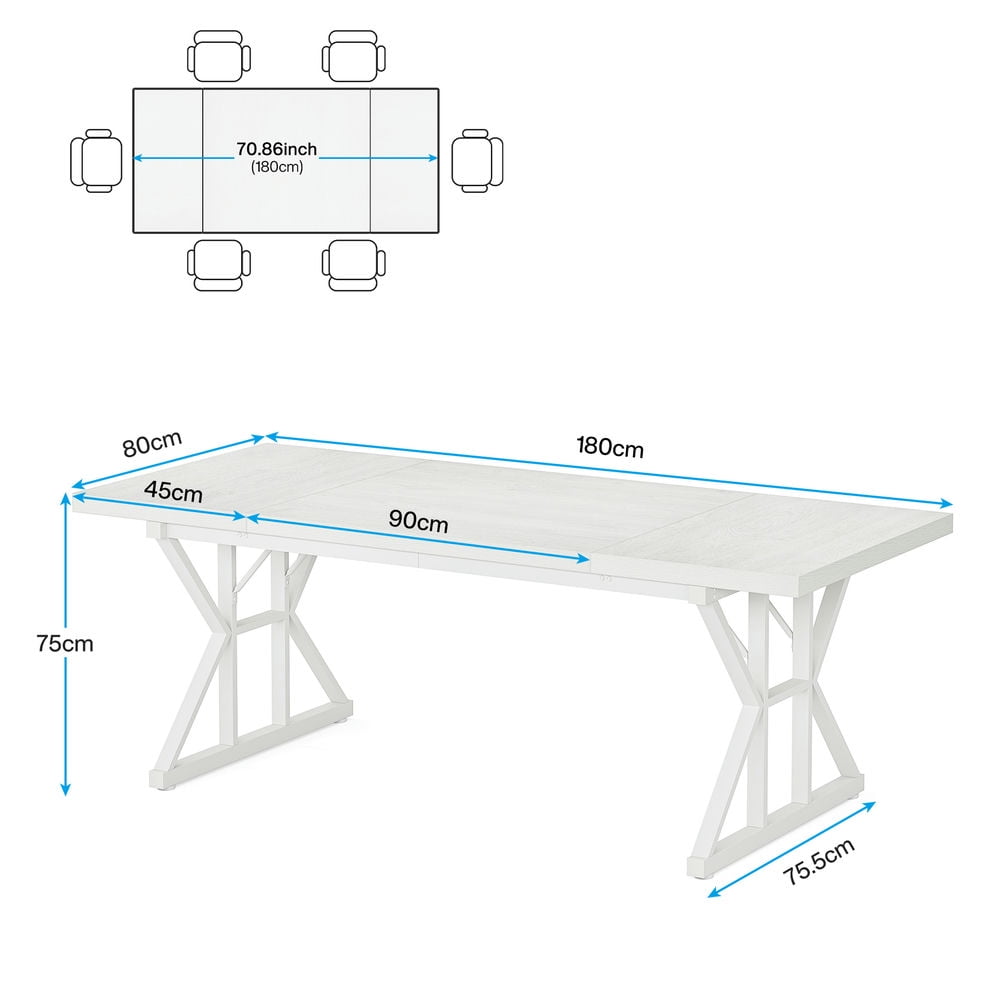 Spaco 6FT Conference Table, Rectangle Meeting Room Table Executive Desk, Desk for Indoor as Home, Office, White
