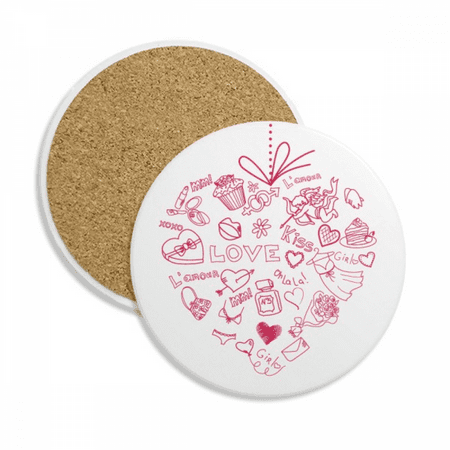 

Valentine s Day Red Heart Shaped Angel Coaster Cup Mug Tabletop Protection Absorbent Stone