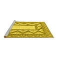 thumbnail image 2 of Ahgly Company Machine Washable Indoor Round Abstract Yellow Modern Area Rugs, 3' Round, 2 of 4
