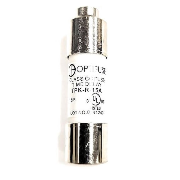 Fuse 15 AMP 15AMP 600V TPK-R-15A (1PC) OPTIFUSE EQUIV to FNQ-R-15 KLDR015 ATQR15 1.5 INCH Long TIME DELAY UL Listed (1.5 INCH Long) (with Nipple ONE END)