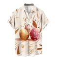 thumbnail image 2 of DDAPJ pyju Easter Hawaiian Shirts for Men Funny Floral Bunny Easter Eggs Print Short Sleeve Button Down Bowling Shirt Summer Beach Tops Beige XXXXXL, 2 of 5