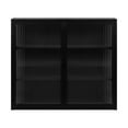 thumbnail image 3 of 27.56"Modern Wall Cabinet with Glass Doors, Bathroom Cabinet with Featuring Three-tier Storage for Entryway Living Room, Bathroom or Dining Room, Black, 3 of 7