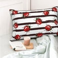 Sikiie Ladybugs on Black and White Striped1 Pillow Covers, Throw Pillow
