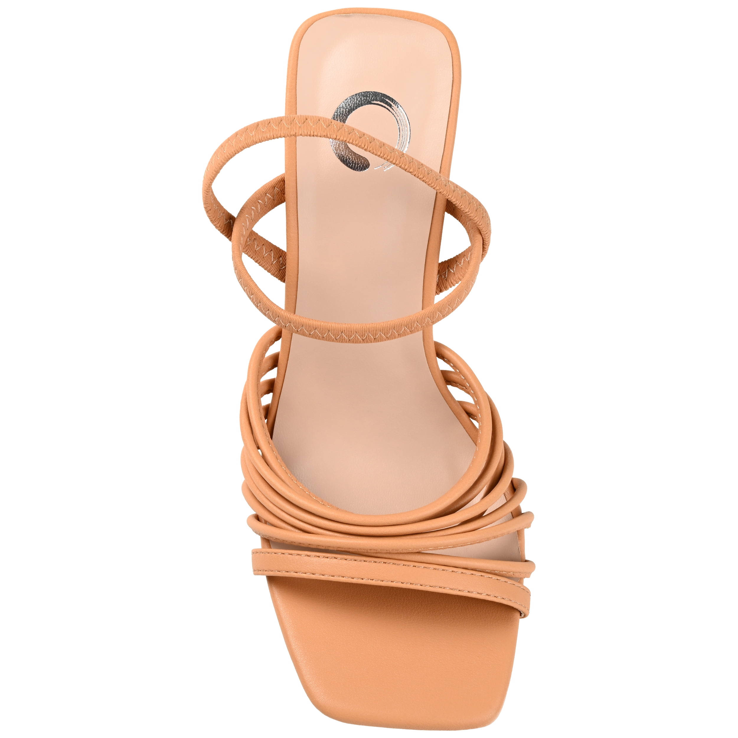 Journee Womens Hera Open Square Toe High Block Heel Sandals