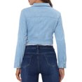 thumbnail image 3 of INSPIRE CHIC Women's Turn Down Collar Faux Suede Cropped Moto Jacket XS Light Blue, 3 of 6