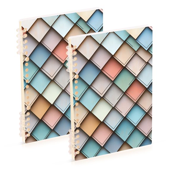 FORMRS 1-Subject Spiral Notebook 8" x 5" College Ruled 60 Refillable Sheet, Colorful Art Pattern