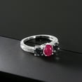 thumbnail image 3 of Gem Stone King 2.50 Ct Oval Red Ruby Black Sapphire 925 Sterling Silver Moissanite Ring (Size 9), 3 of 4