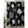 thumbnail image 2 of Fsddascl Coastal Coral Shower Curtain Set - Standard 72" x 72" Washable Bathtub Curtain with 12 Hooks, Summer Beach Black Shells Starfish Ocean Waterproof Fabric Stall Shower Curtains for Bathroom, 2 of 6