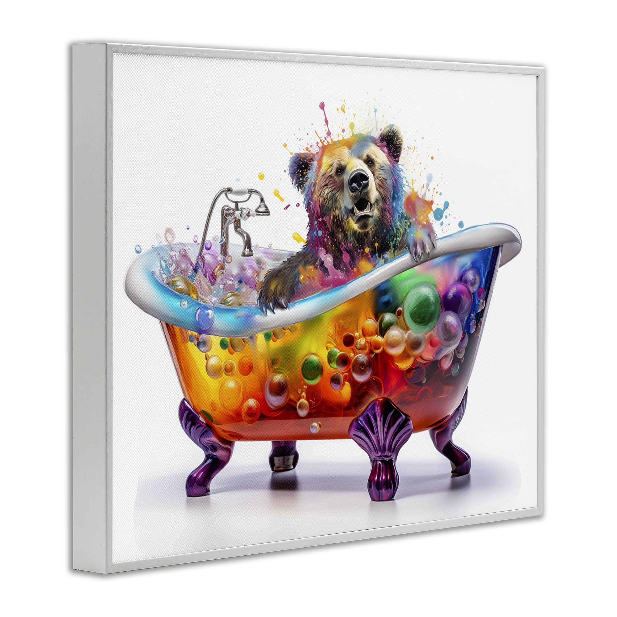 Stupell Industries Modern Bold Bubble Bath Typography Painting White Framed Art Print Wall Art, 30 x 24