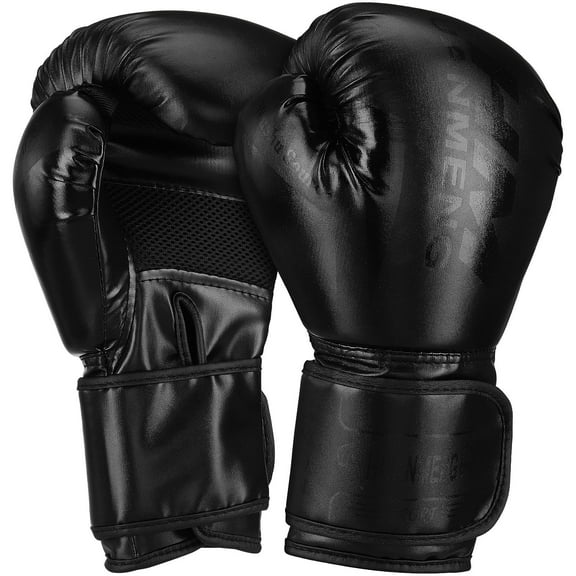FOMIYES Training Boxing Gloves 1 Pair Black PU Material For Boxing Enthusiasts 10.81X6.09X5.11In